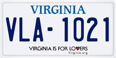 VA license plate VLA1021