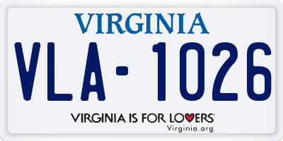 VA license plate VLA1026