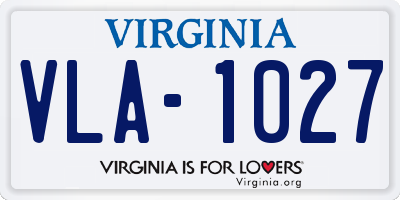 VA license plate VLA1027