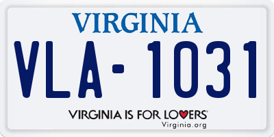 VA license plate VLA1031
