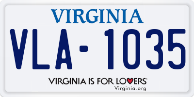 VA license plate VLA1035
