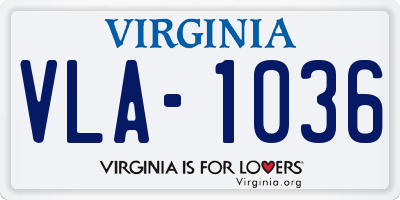 VA license plate VLA1036