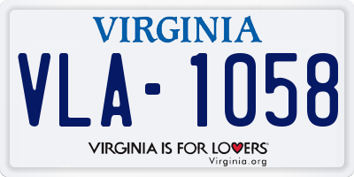 VA license plate VLA1058