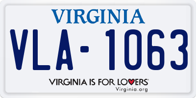 VA license plate VLA1063