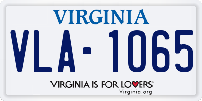 VA license plate VLA1065
