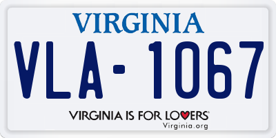 VA license plate VLA1067