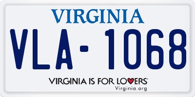 VA license plate VLA1068