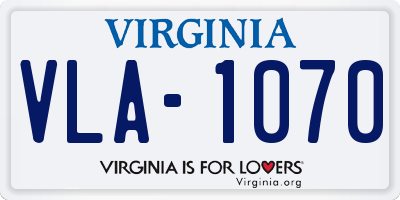 VA license plate VLA1070