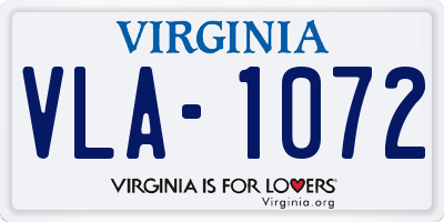 VA license plate VLA1072