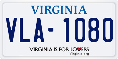 VA license plate VLA1080