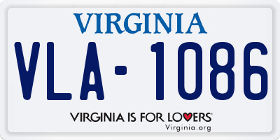 VA license plate VLA1086