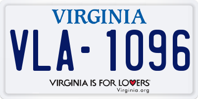 VA license plate VLA1096