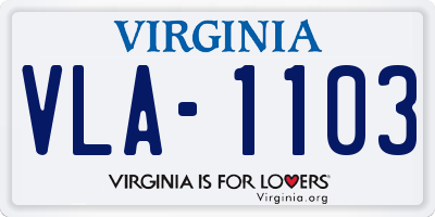 VA license plate VLA1103