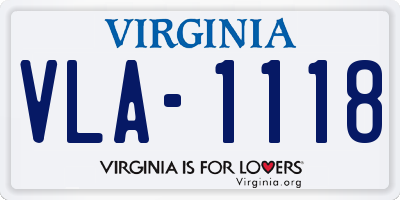 VA license plate VLA1118