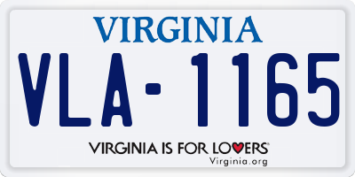 VA license plate VLA1165