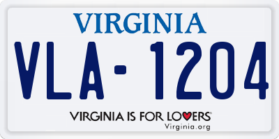VA license plate VLA1204