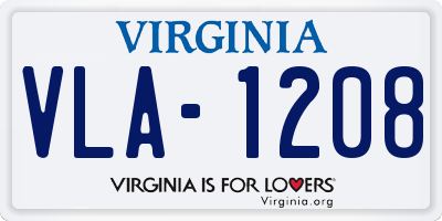 VA license plate VLA1208