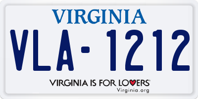 VA license plate VLA1212