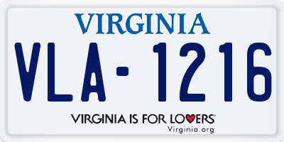 VA license plate VLA1216