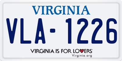 VA license plate VLA1226