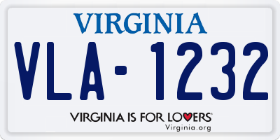 VA license plate VLA1232