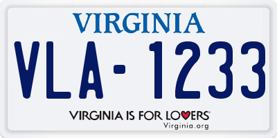 VA license plate VLA1233