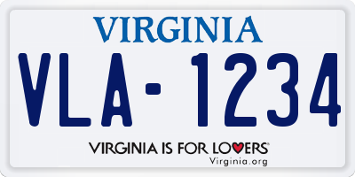 VA license plate VLA1234