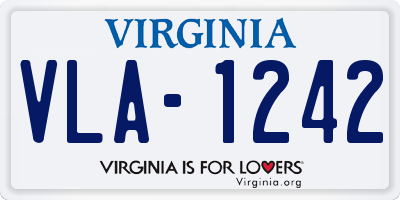 VA license plate VLA1242