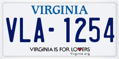 VA license plate VLA1254