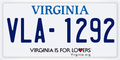 VA license plate VLA1292
