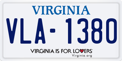 VA license plate VLA1380