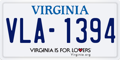 VA license plate VLA1394