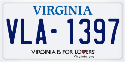 VA license plate VLA1397