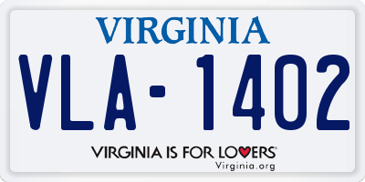VA license plate VLA1402