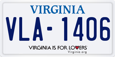 VA license plate VLA1406