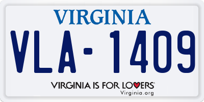 VA license plate VLA1409