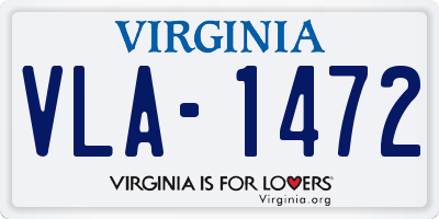 VA license plate VLA1472