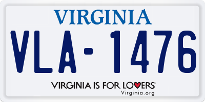 VA license plate VLA1476