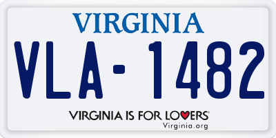 VA license plate VLA1482