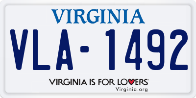 VA license plate VLA1492