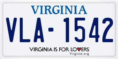 VA license plate VLA1542