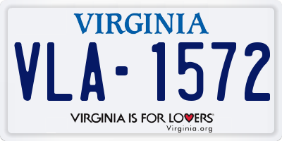 VA license plate VLA1572