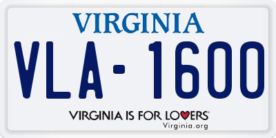VA license plate VLA1600