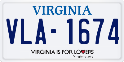 VA license plate VLA1674