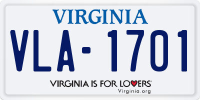 VA license plate VLA1701