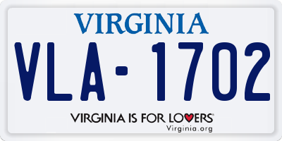 VA license plate VLA1702