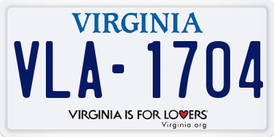 VA license plate VLA1704
