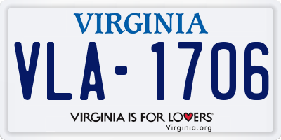 VA license plate VLA1706
