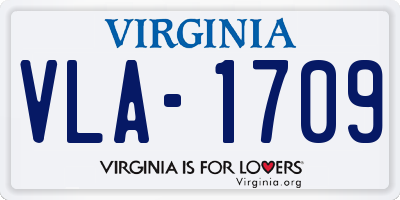 VA license plate VLA1709
