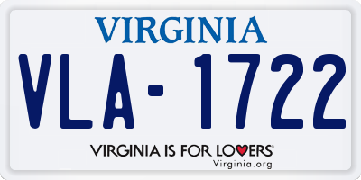 VA license plate VLA1722